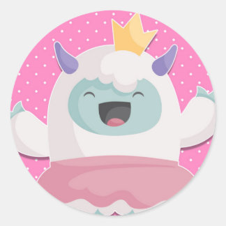 Pegatina Redonda Abominable Princesa de Nieve Yeti para celebrar a