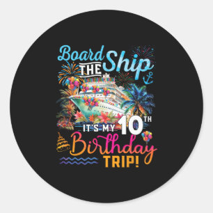 Pegatina Redonda Aborda El Barco Es Mi Viaje De Cumpleaños Número 1