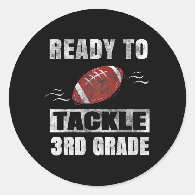 Pegatina Redonda Abordar El Primer Día Escolar De Tercer Grado (Anverso)