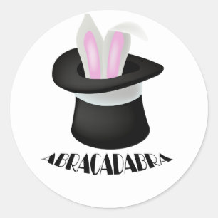 Pegatina Redonda Abracadabra Magic Magician Bunny