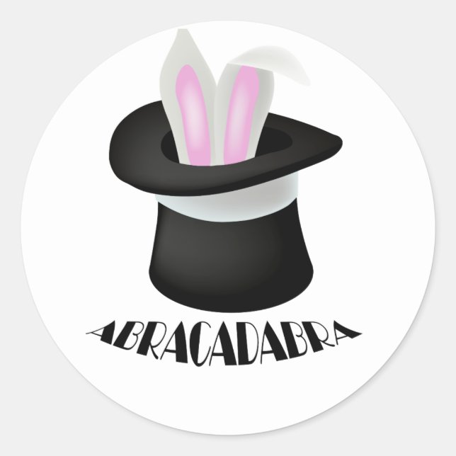 Pegatina Redonda Abracadabra Magic Magician Bunny (Anverso)