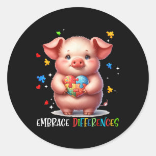 Pegatina Redonda Abrace diferencias rompecabezas Awaren el autismo