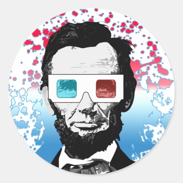 Pegatina Redonda Abraham Lincoln - 3D (Anverso)