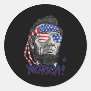 Pegatina Redonda Abraham Lincoln 4 De Julio Murica Hombres Mujeres