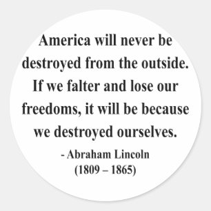 Pegatina Redonda Abraham Lincoln Cita 1a
