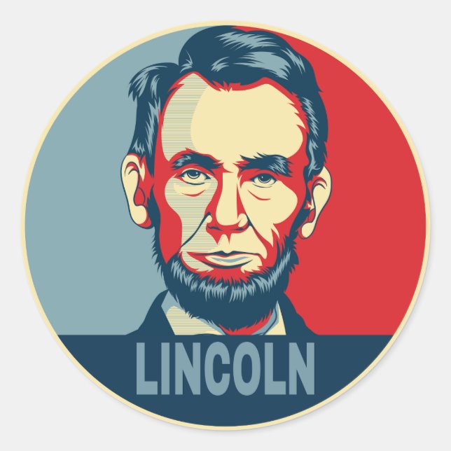 Pegatina Redonda Abraham Lincoln USA Presidente Hope (Anverso)