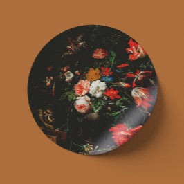 Pegatina Redonda Abraham Mignon El Bouquet Girado. Floral