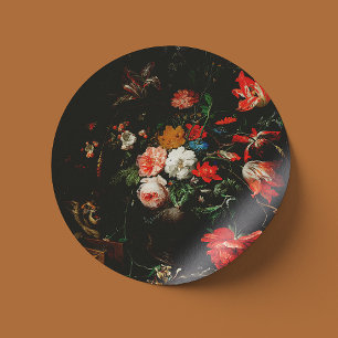 Pegatina Redonda Abraham Mignon El Bouquet Girado. Floral