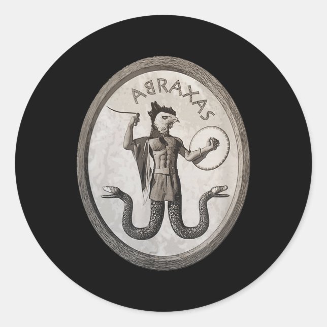 Pegatina Redonda Abraxas Símbolo gnico esotéico Occult Pagan Ritua (Anverso)