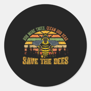 Pegatina Redonda Abraza más árboles mares limpios salva abejas aman