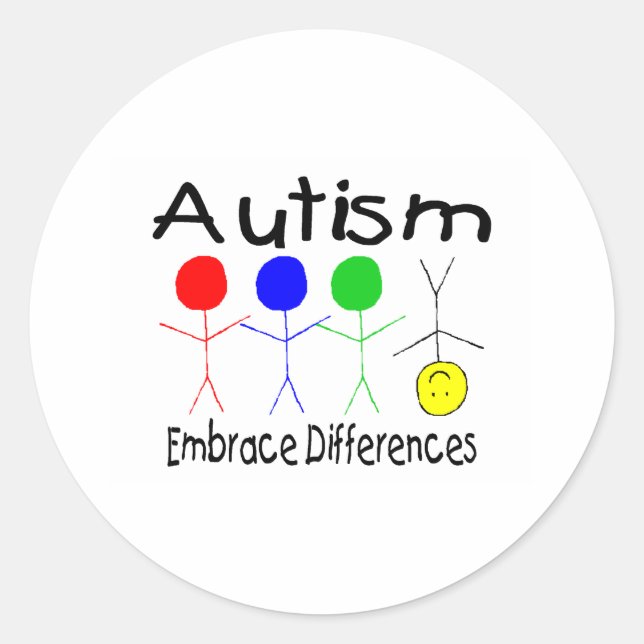 Pegatina Redonda Abrazar las diferencias (personas) (Anverso)