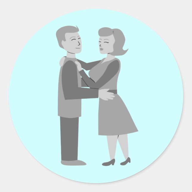 Pegatina Redonda Abrazo clásico (Anverso)