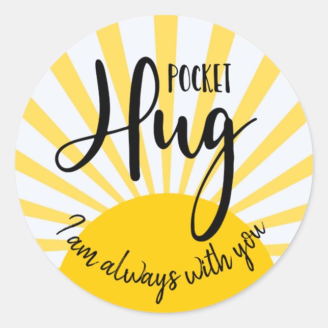 Pegatina Redonda abrazo de bolsillo siempre estoy contigo bloqueo d (Anverso)