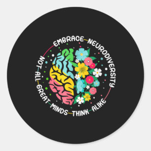 Pegatina Redonda Abrazo Neurodiversidad Autismo cerebral Conciencia