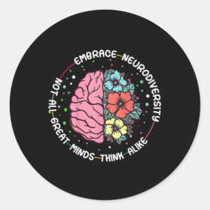 Pegatina Redonda Abrazo Neurodiversidad Autismo cerebral Conciencia