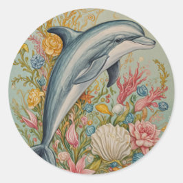 Pegatina Redonda Abrazo oceánico