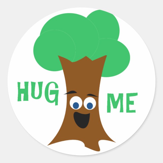 Pegatina Redonda Abrazo (Treehugger) (Anverso)