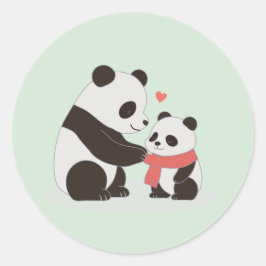 Pegatina Redonda Abrazos cálidos, amor panda