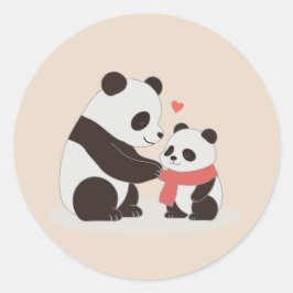 Pegatina Redonda Abrazos cálidos, amor panda