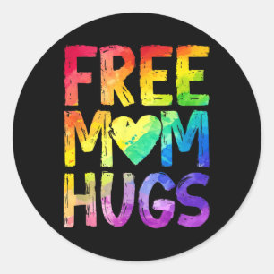 Pegatina Redonda Abrazos de Mamá Gratis Orgullo Lgbt Lgbtq Lesbiana