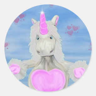 Pegatina Redonda Abrazos del unicornio