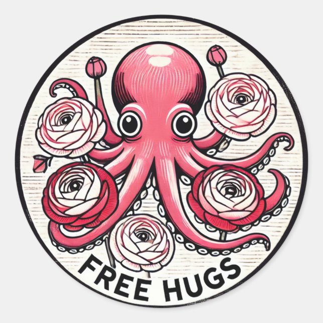 Pegatina Redonda Abrazos gratis (Anverso)