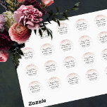 Pegatina Redonda Abrazos y besos del Sr. y la Sra. Copper Confetti<br><div class="desc">Las características destacadas de esta suite de diseño son el tipo de letra caligráfica acentuado con corazones extravagantes y confetti de color cobre. Este guión se usó para crear un gráfico que dice "abrazos y besos del mr & mrs. Utilice los campos de plantilla para agregar sus datos personales. //...</div>