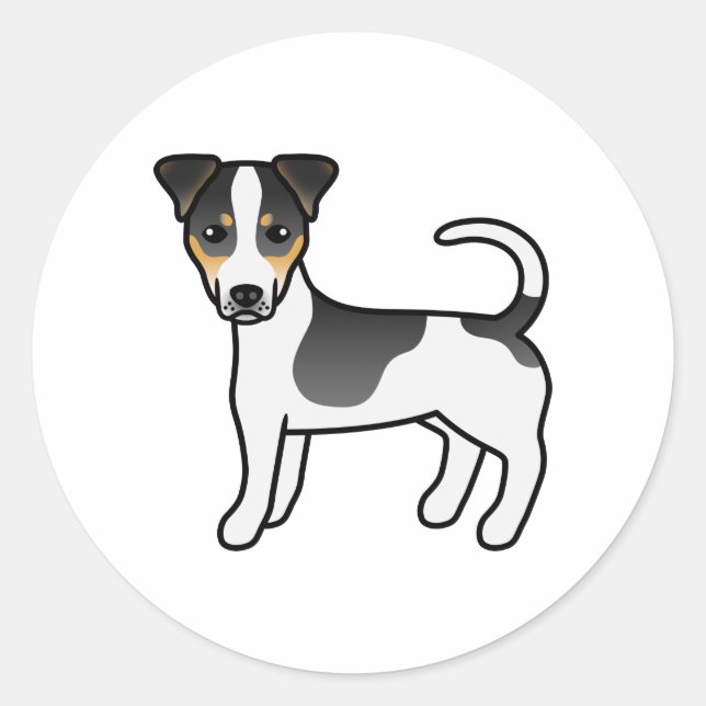 Pegatina Redonda Abrigo suave tricolor Jack Russell Terrier Dog (Anverso)