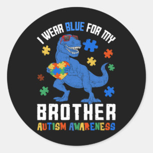Pegatina Redonda Abril, uso azul para hermano dinosautismo