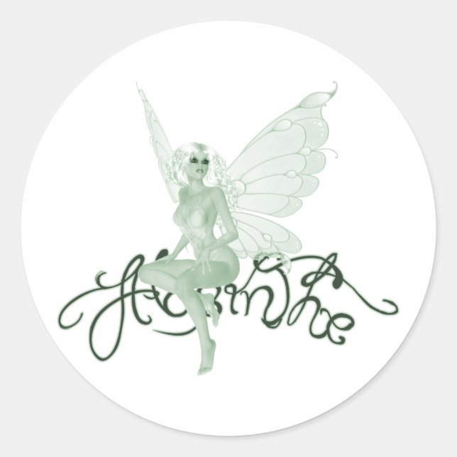 Pegatina Redonda Absinthe Art Signature Green Fairy - Absinthe (Anverso)