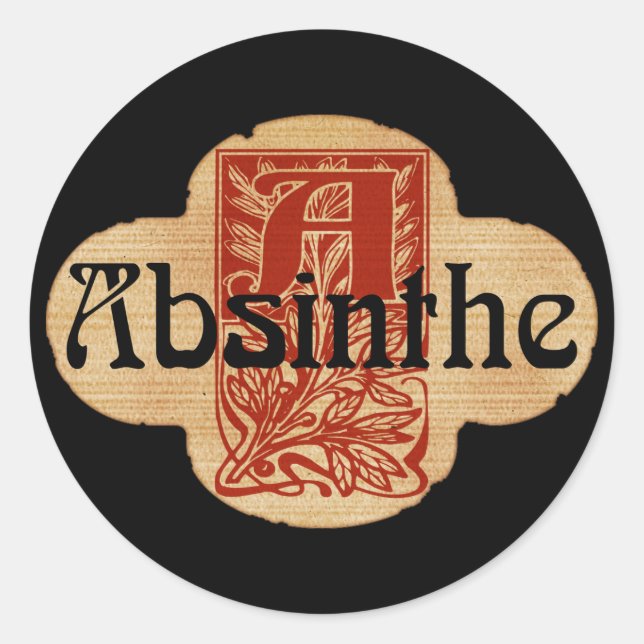 Pegatina Redonda Absinthe Imaginary Bottle Lable (Anverso)