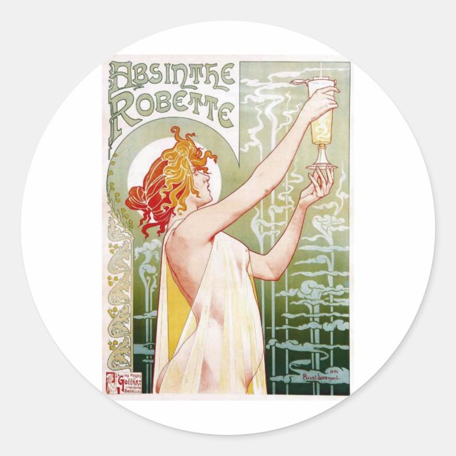 Pegatina Redonda Absinthe Robette (Anverso)