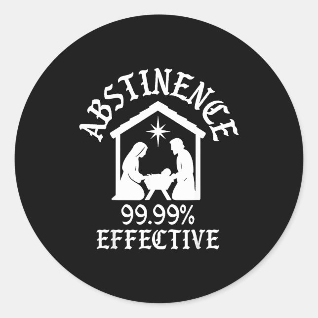 Pegatina Redonda Abstinence 99.99 Percent Effective Nativity Christ (Anverso)