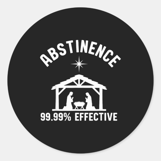 Pegatina Redonda Abstinence 99.99 Percent Effective Nativity Christ (Anverso)