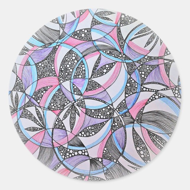 Pegatina Redonda Abstract Geometric Circles Mandala Sticker (Anverso)