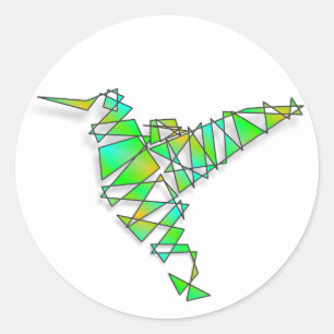 Pegatina Redonda Abstract Hummingbird