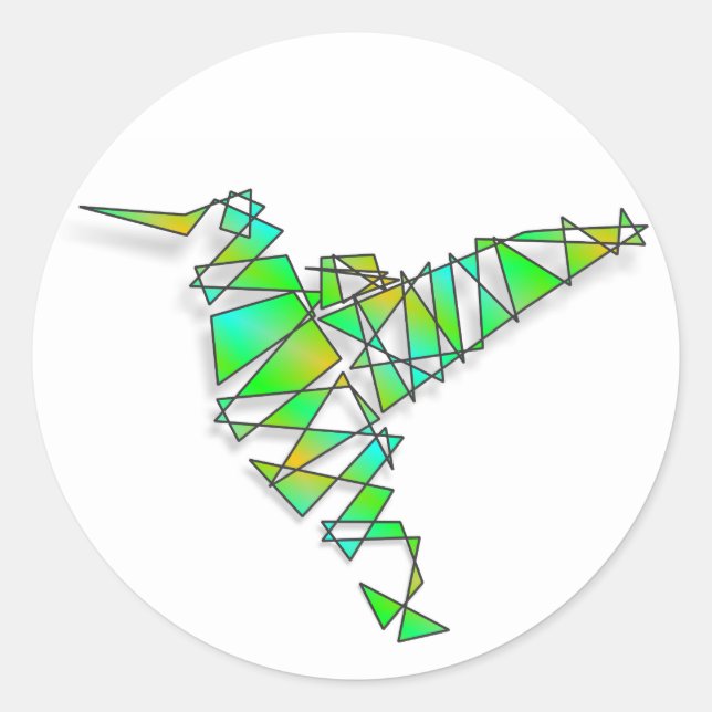 Pegatina Redonda Abstract Hummingbird (Anverso)