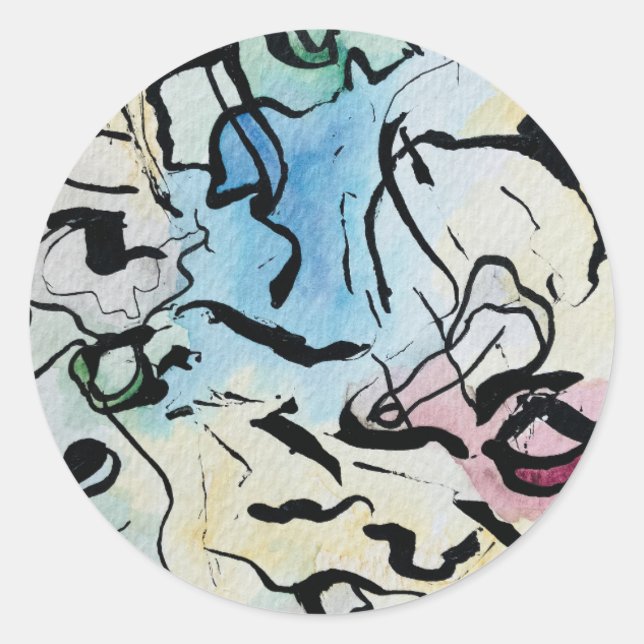 Pegatina Redonda Abstract Ink (Anverso)