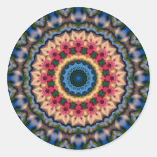 Pegatina Redonda Abstract modern mosaic kaleidoscopic tile pattern