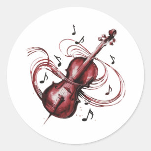 Pegatina Redonda abstract violin