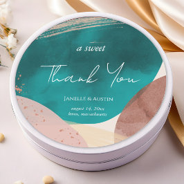 Pegatina Redonda Abstract Watercolor Boda