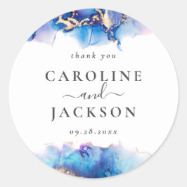 Pegatina Redonda Abstract Watercolor Favor Gracias