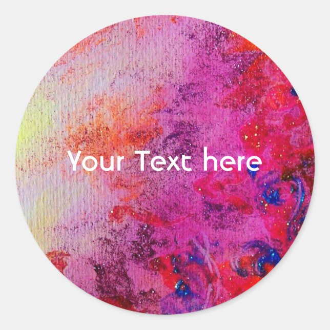 Pegatina Redonda ABSTRACTAS DE ORO , morado rosa amarillo suave (Anverso)