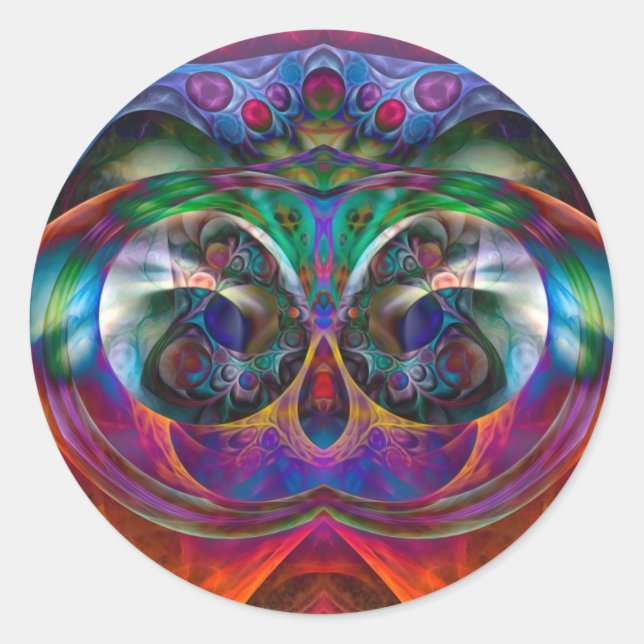 Pegatina Redonda Abstracto Apofisis Lechuza I (Anverso)