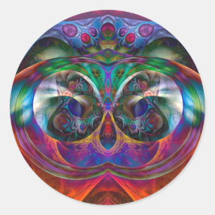 Pegatina Redonda Abstracto Apofisis Lechuza I