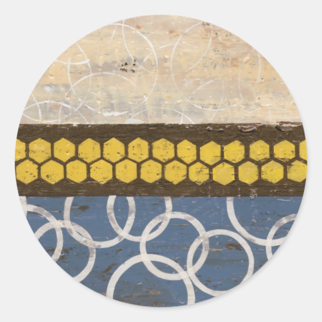 Pegatina Redonda Abstracto de Honey Comb I (Anverso)