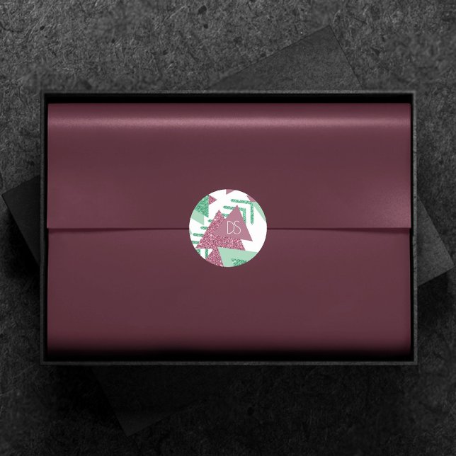 Pegatina Redonda Abstracto Fresco de los 80 | Monograma de Formas R (Subido por el creador)