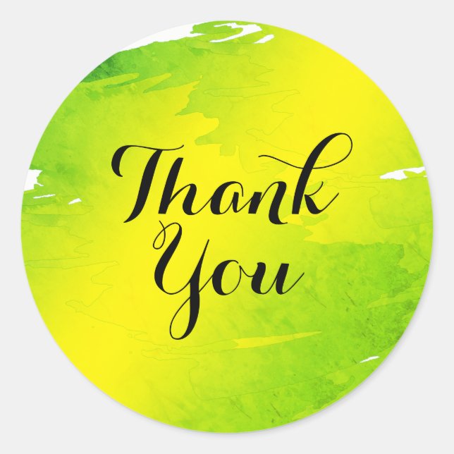 Pegatina Redonda Abstrato de acuarela Gracias a Green Abstract (Anverso)