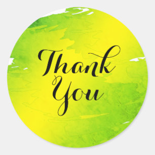 Pegatina Redonda Abstrato de acuarela Gracias a Green Abstract