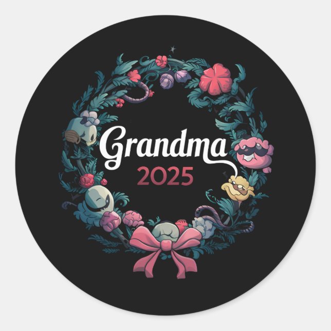 Pegatina Redonda Abuela 2025 por regalo de nueva abuela (Anverso)